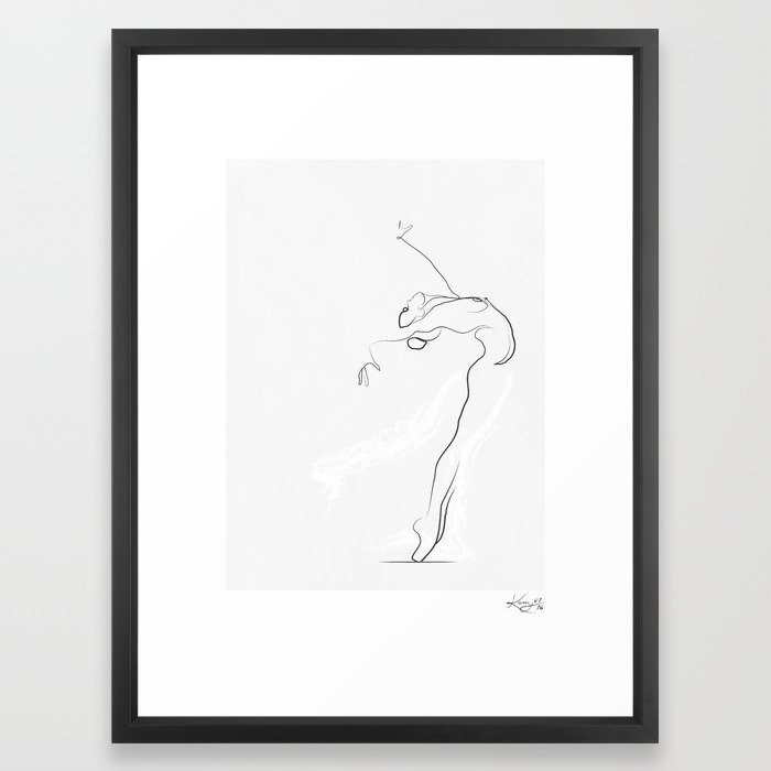 700x700 Flight', Dancer Line Drawing Framed Art Print