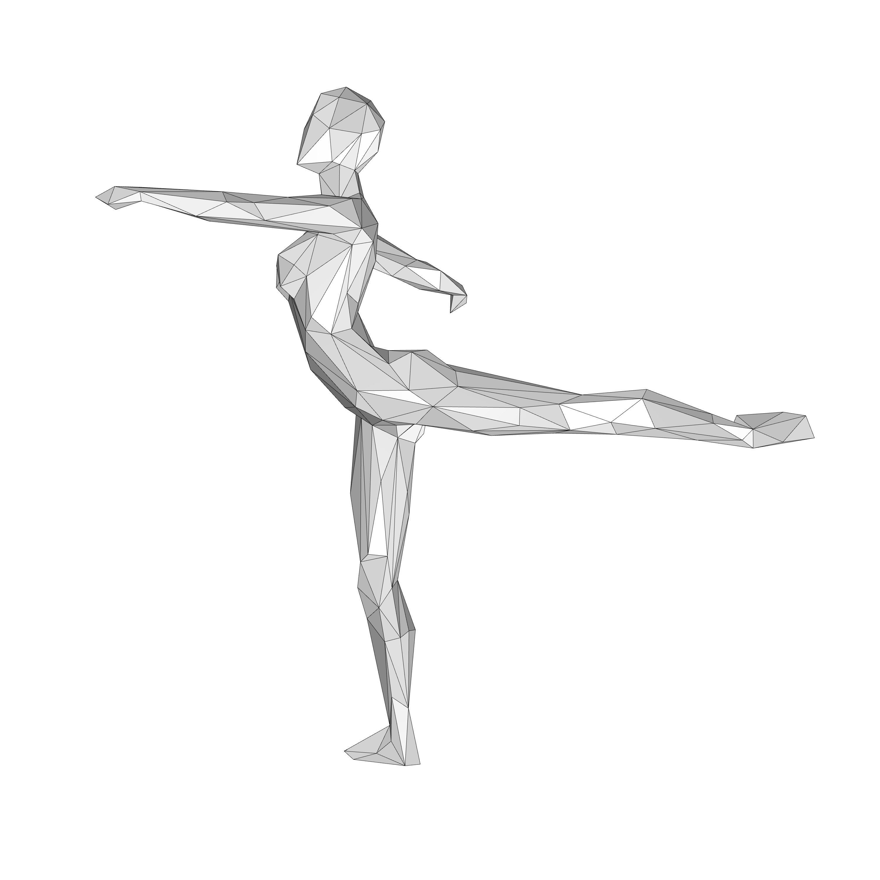 3000x3000 Dancing Figure Low Poly Printable Model Cgtrader