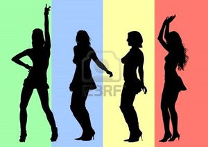 300x213 Vector Drawing Silhouettes Of Dancing Girls In A Nightclub Free
