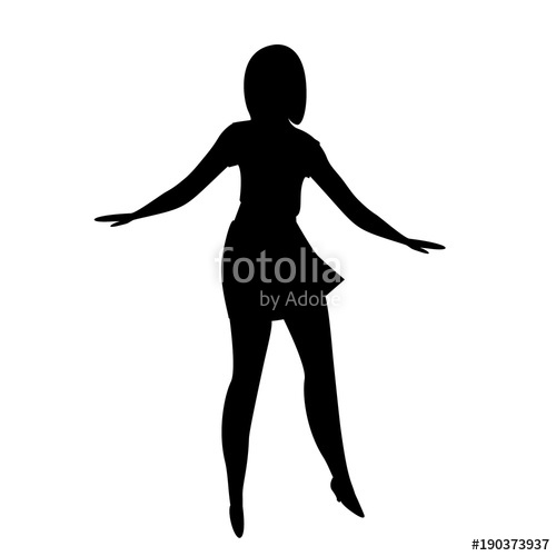 500x500 Woman Is Dancing Black Silhouette Of A Dancing Girl Vector