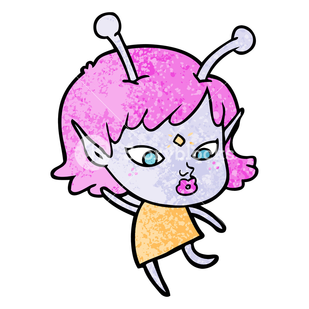 1000x1000 Pretty Cartoon Alien Girl Dancing Royalty Free Stock Image