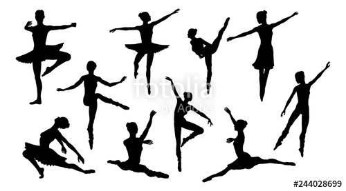 500x277 Silhouettes Of A Ballet Dancer Dancing In Various Poses