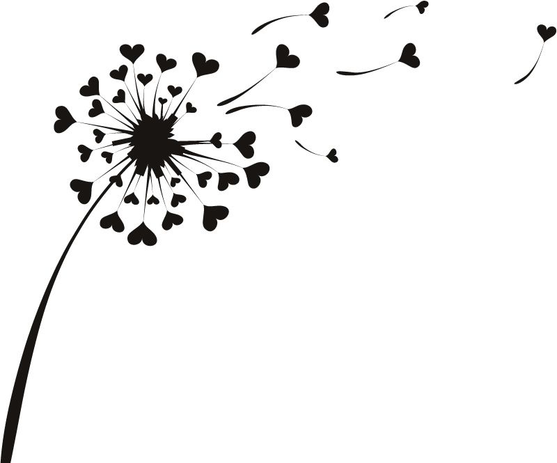 800x665 Love Heart Dandelion Flowers Wall Stickers Wall Art Decal