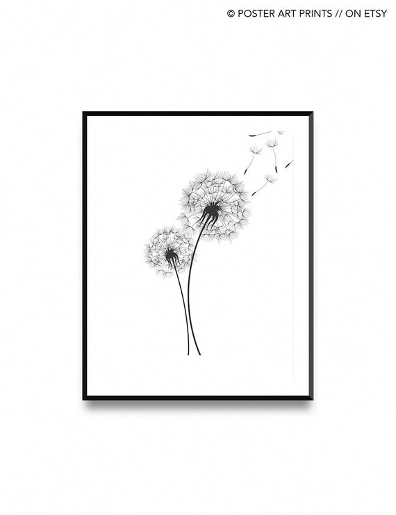 570x741 Dandelion Flower Natural Art Print Dandelion Seed Watercolor