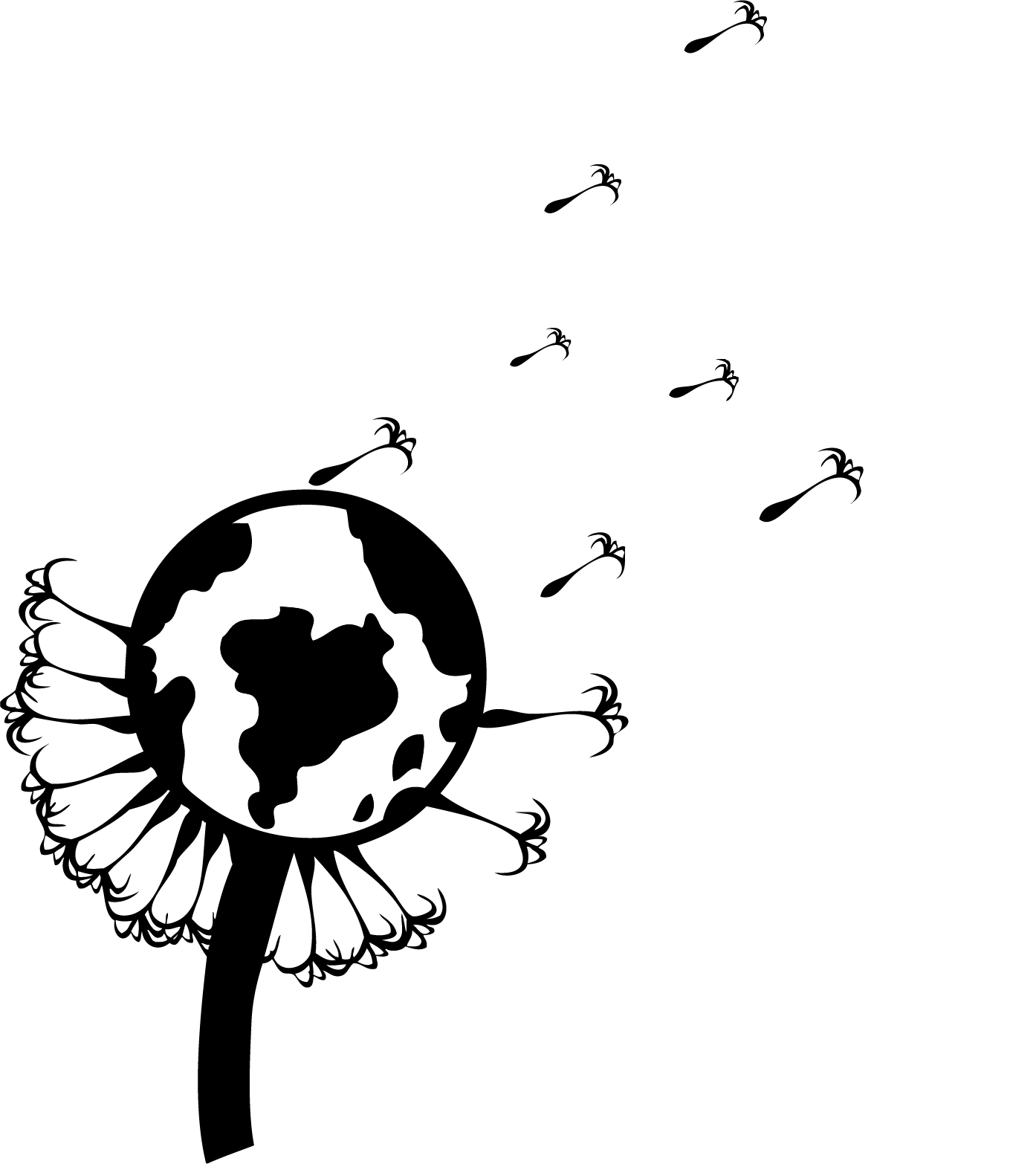 1394x1566 Dandelion Clipart Wind Drawing