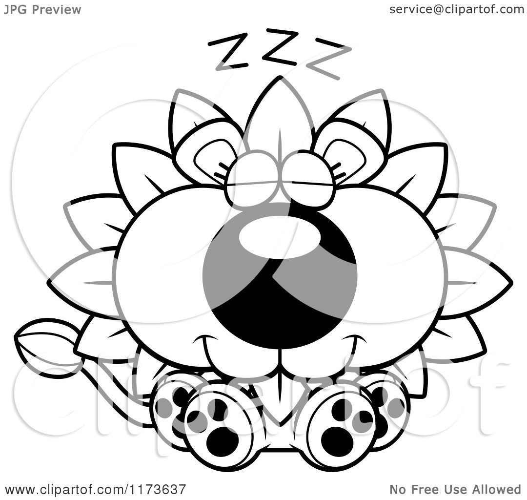 1080x1024 Cartoon Clipart Of A Sleeping Dandelion Flower Lion Mascot