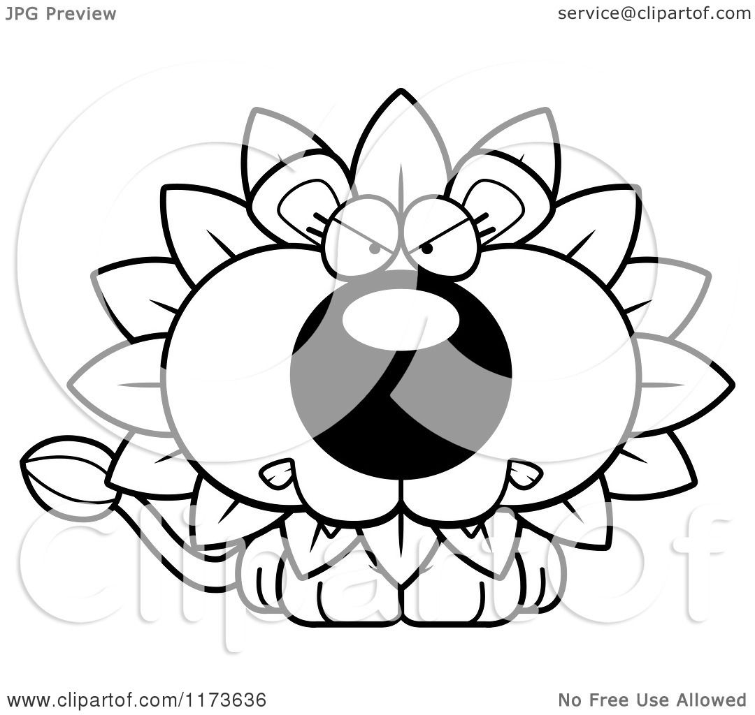 1080x1024 Cartoon Clipart Of A Mad Dandelion Flower Lion Mascot