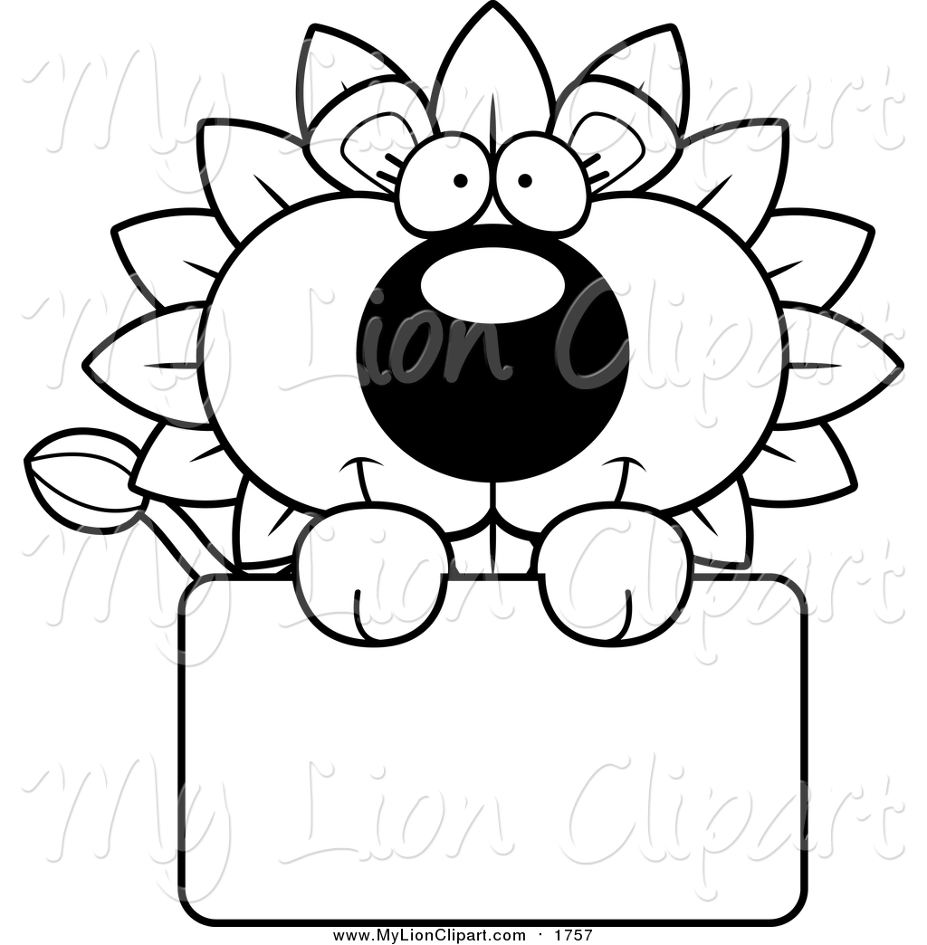 1024x1044 Clipart Of A Lineart Happy Dandelion Flower Lion Mascot Over