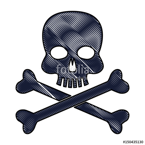 500x500 Drawing Skull Bones Danger Poison Laboratory Vector Illustration