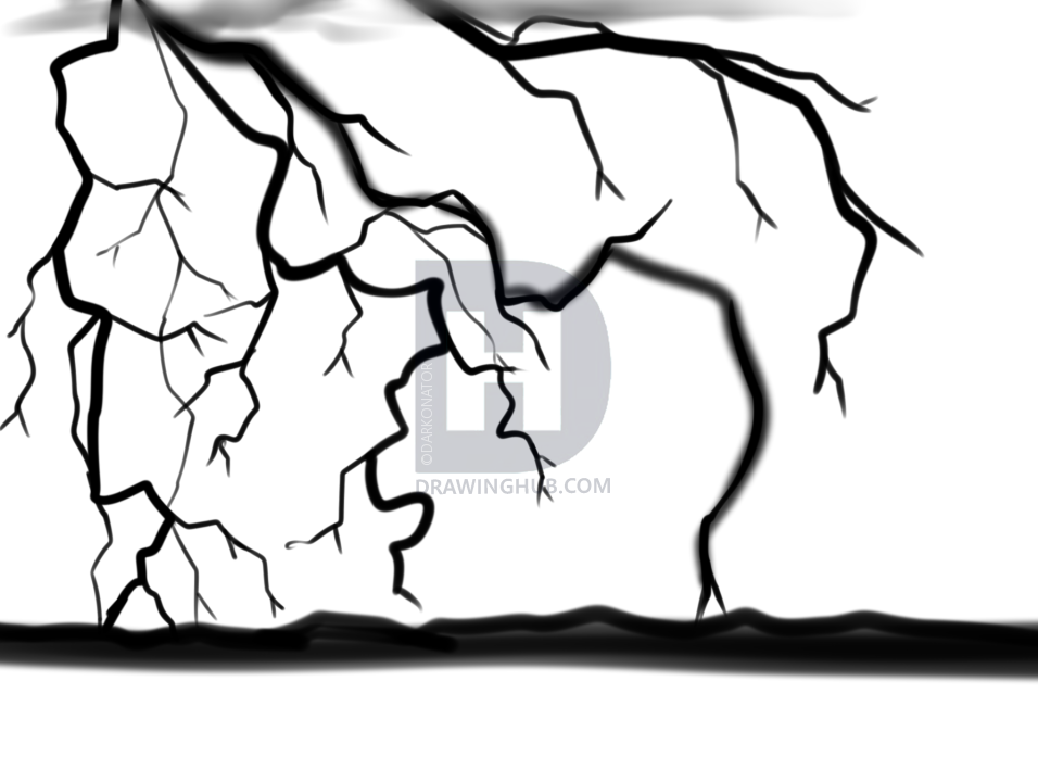 956x720 How To Draw A Lightning Storm, Step