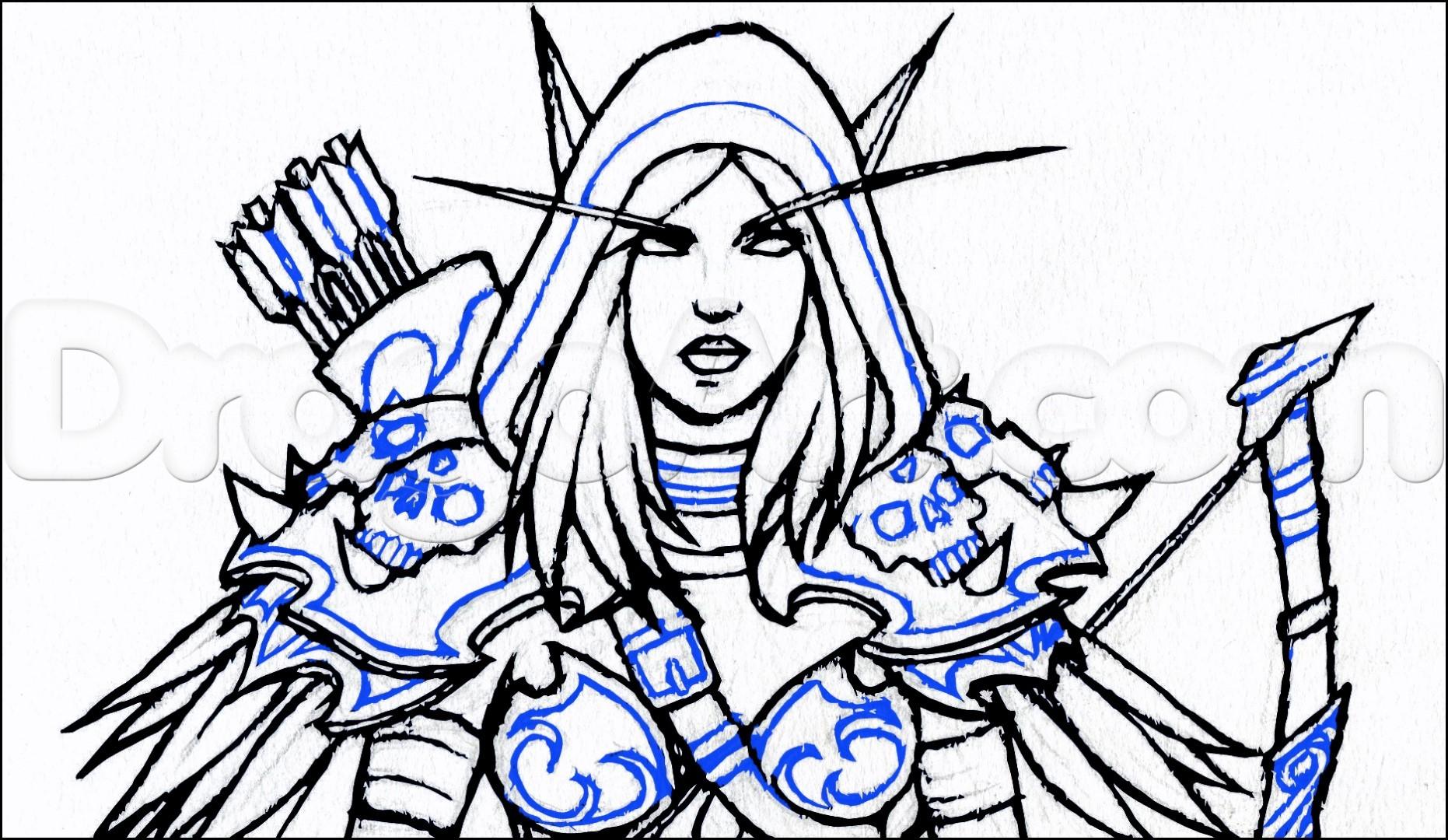 1862x1080 draw sylvanas windrunner from world of warcraft, step