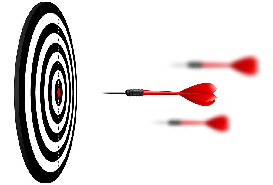 900x611 vector red dart arrows flying to target dartboard metaphor