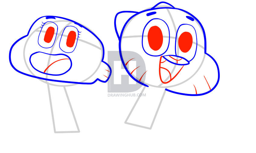 848x508 How To Draw Gumball And Darwin, Step