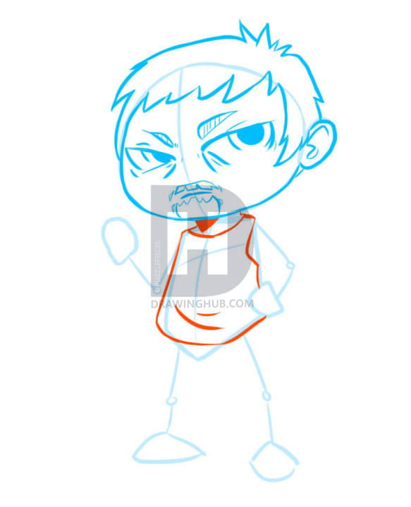 583x720 how to draw chibi daryl dixon, the walking dead, step