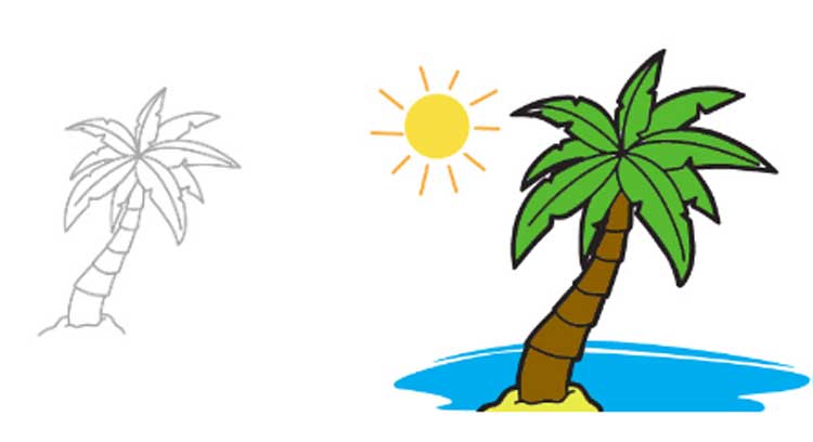 750x408 Huge Collection Of 'palm Tree Drawing Easy' Download More Than