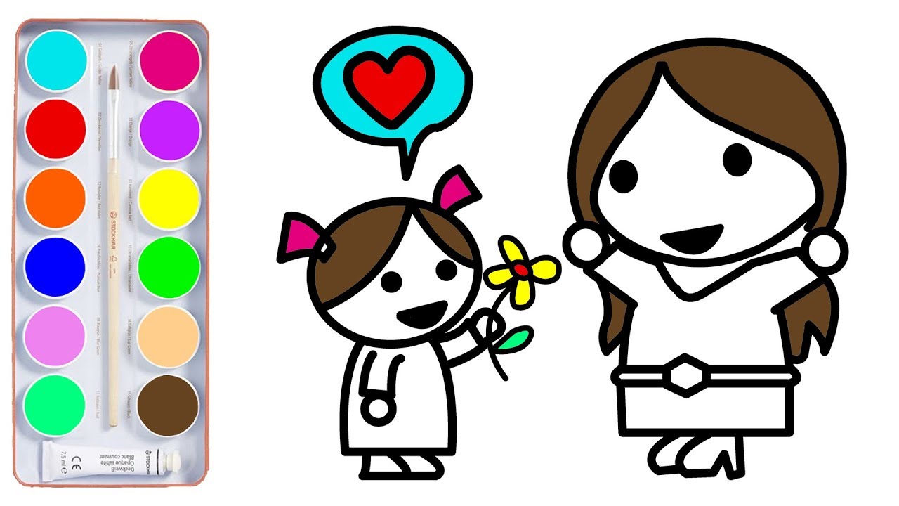 1280x720 Mom And Daughter Coloring Pages For Kids