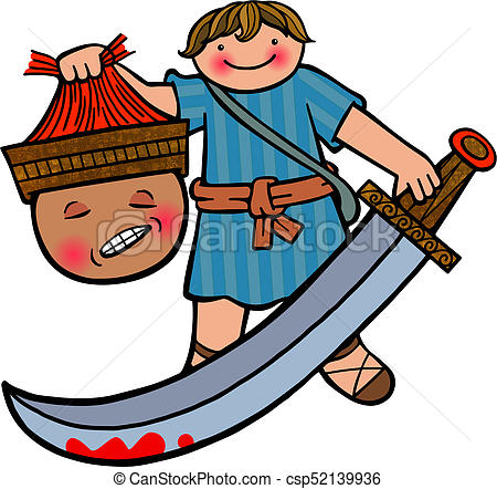 450x442 david and goliath cartoon illustration of the young boy david