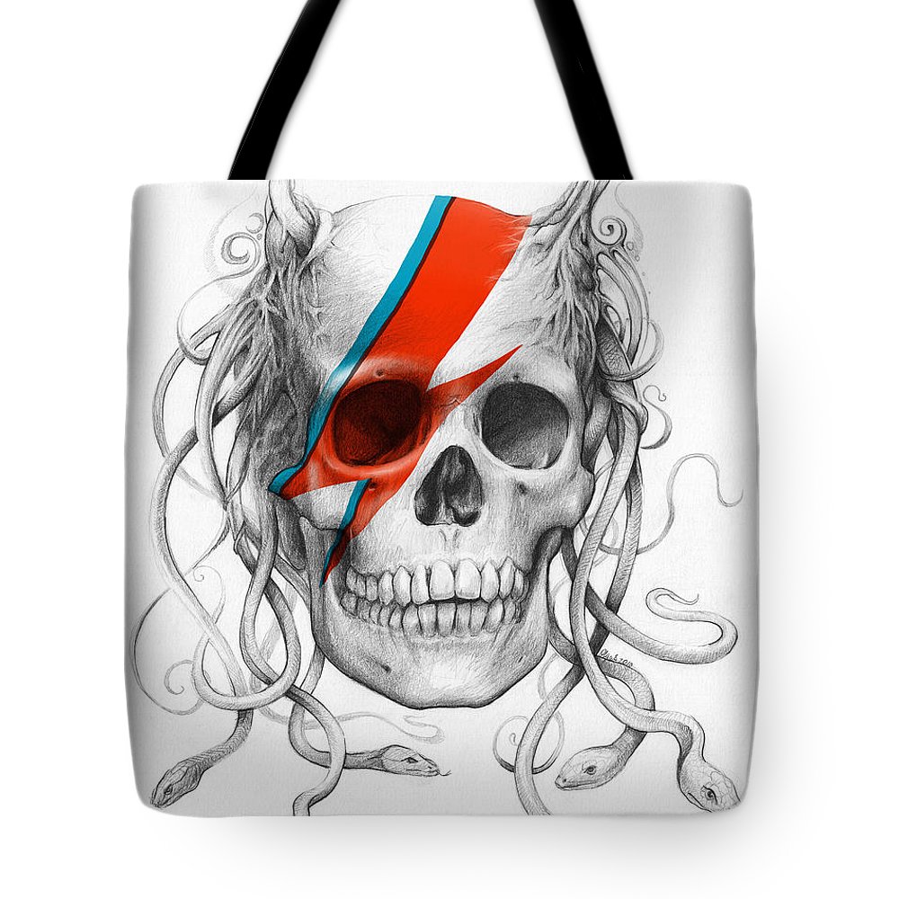 1000x1000 david bowie aladdin sane medusa skull tote bag for sale