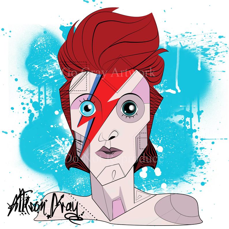 794x794 David Bowie Digital Artwork Print Fun Retro Geometric Pop Etsy