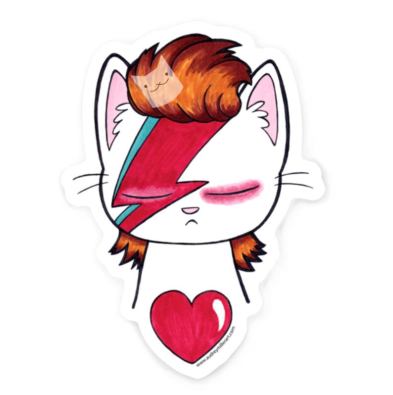 794x798 David Bowie Kitty Sticker Die Cut Vinyl Weather Resistant Etsy