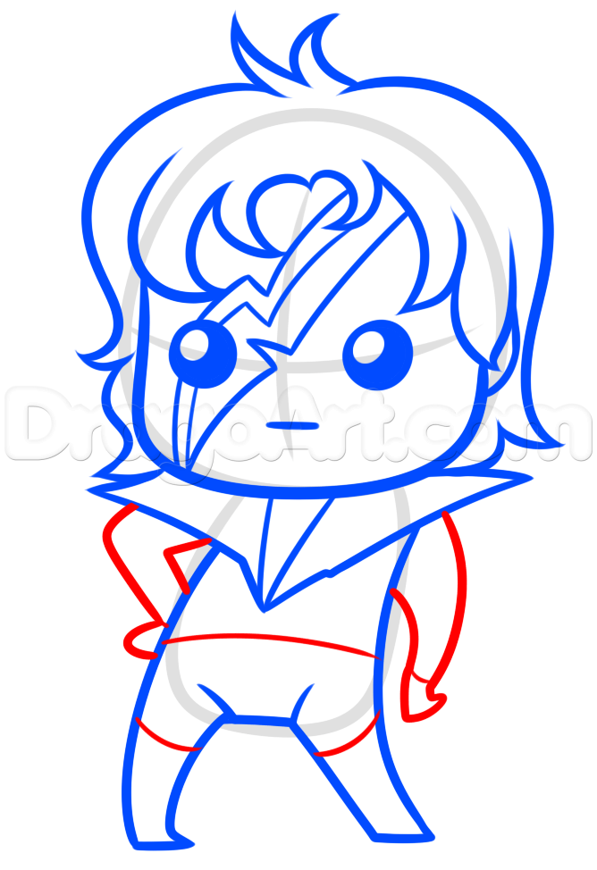668x974 How To Draw Kawaii David Bowie, Step