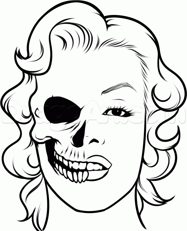 790x977 Draw A Monroe Skull, Step