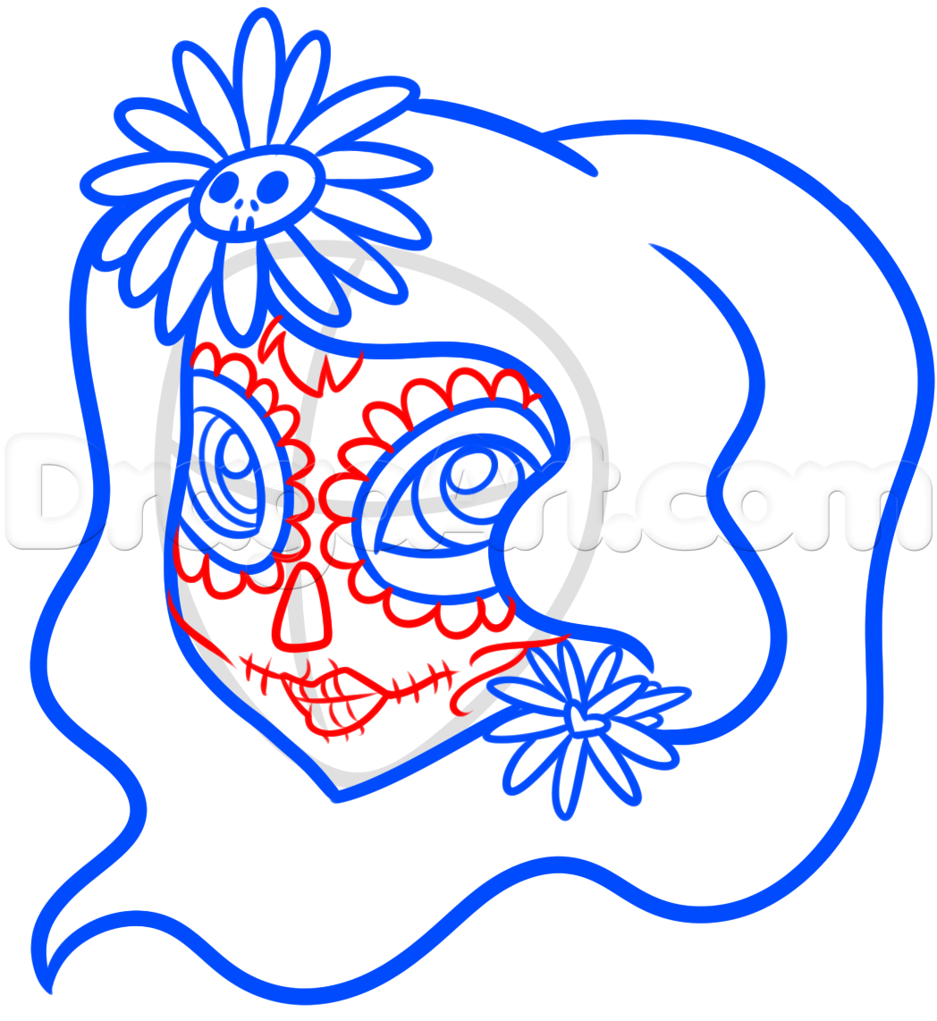 1048x1142 Easy Day Of The Dead Girl Drawing Tutorial, Step