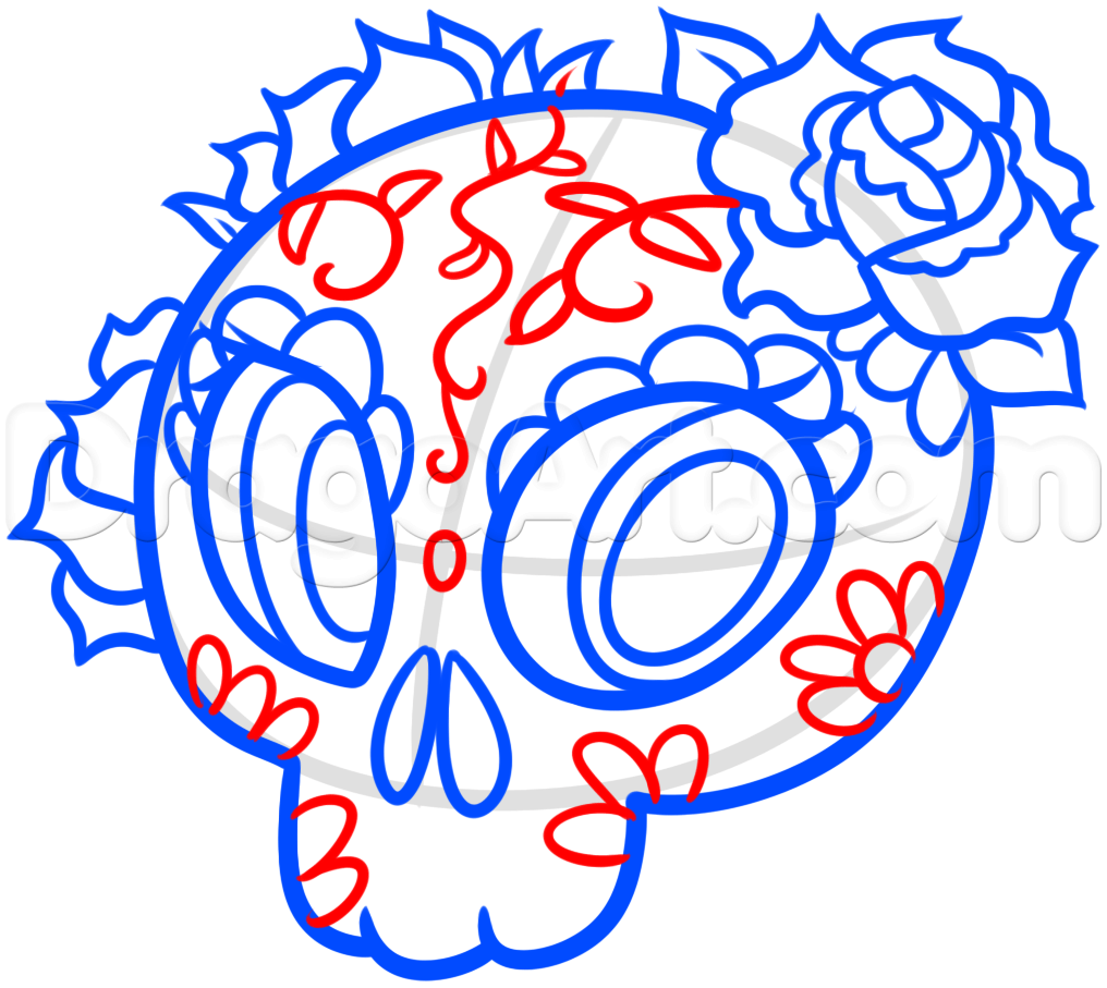 1016x907 How To Draw Day Of The Dead Skull, Step