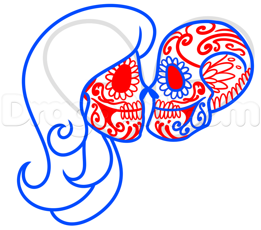 1017x896 Day Of The Dead Skulls, Step