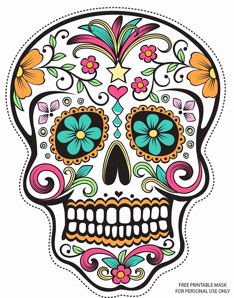 750x955 Sugar Skull Printable Mask