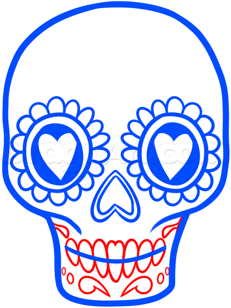 740x987 How To Draw A Sugar Skull Easy, Step