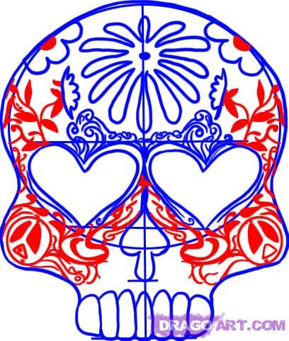 408x481 Day Of The Dead Skull Drawings