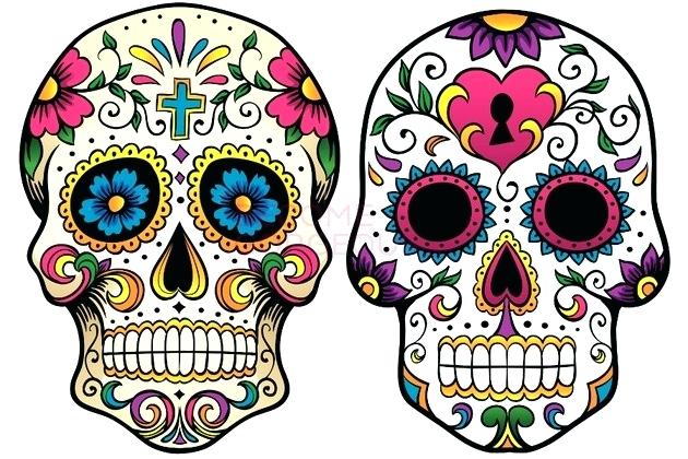 630x420 colorful sugar skull sugar skull black and white easy colorful