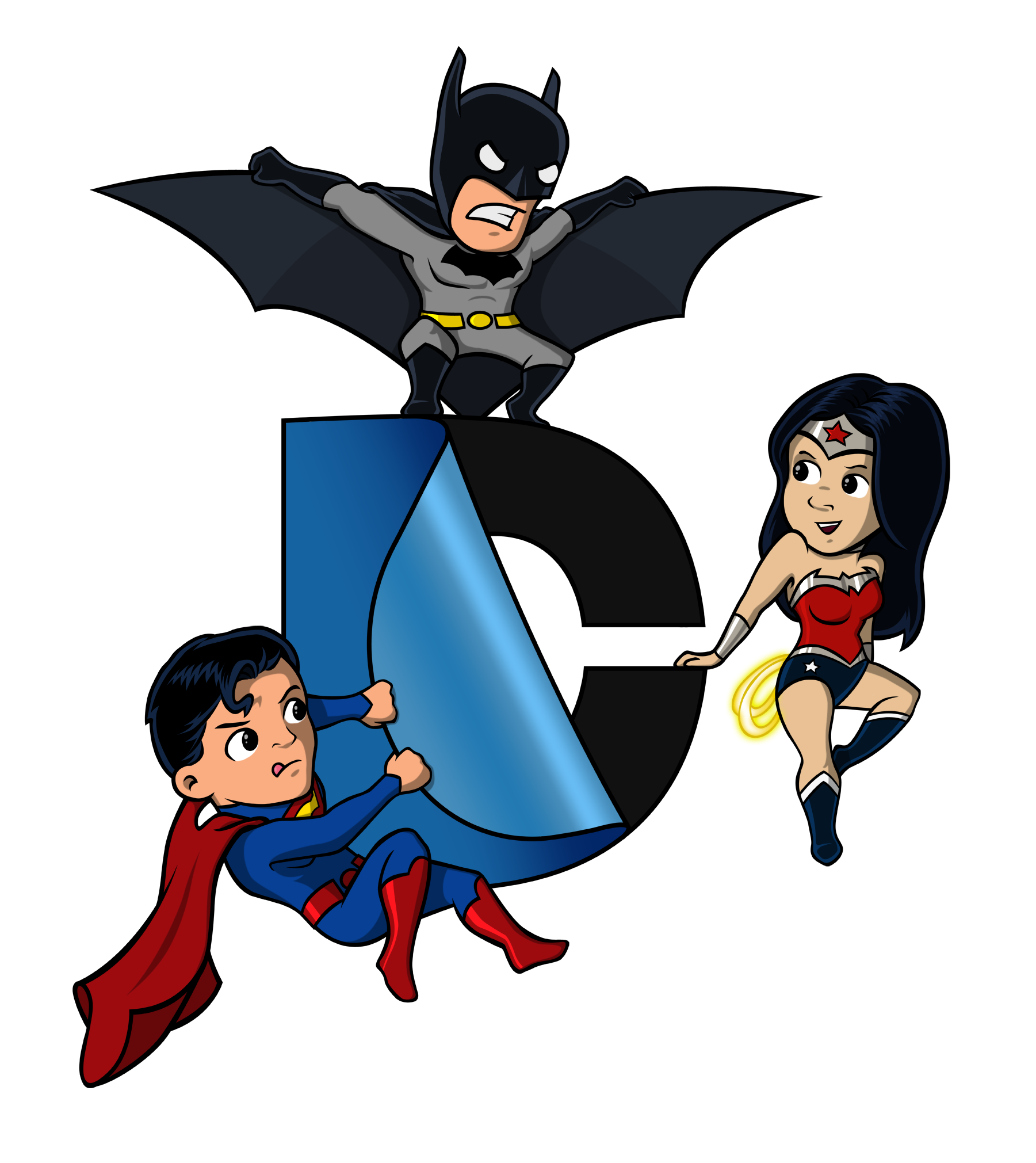 1801x2021 recent drawings chibi new trinity w new dc logo