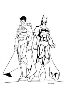 231x300 Dibujo De Arte Comic Original De Superman Y Batman Dc