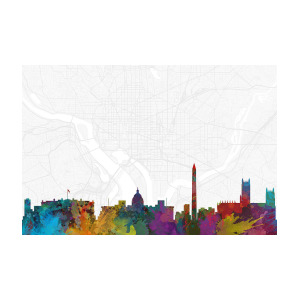 300x300 Washington Dc Cityscape And Streetmap Skyline Digital Art
