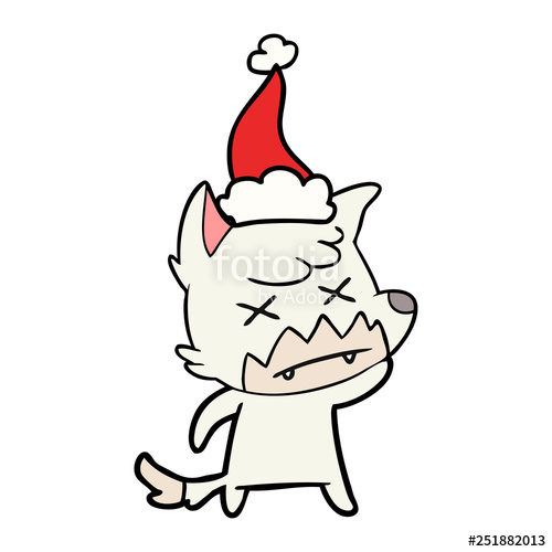500x500 Line Drawing Of A Dead Fox Wearing Santa Hat Stock Image