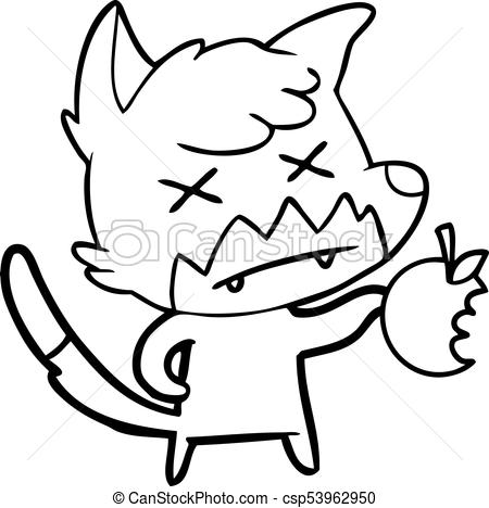 450x468 Cartoon Dead Fox With Apple Clipart Vector