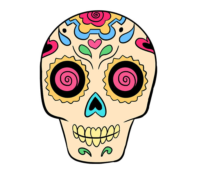 678x600 Day Dead Skull Drawing Easy