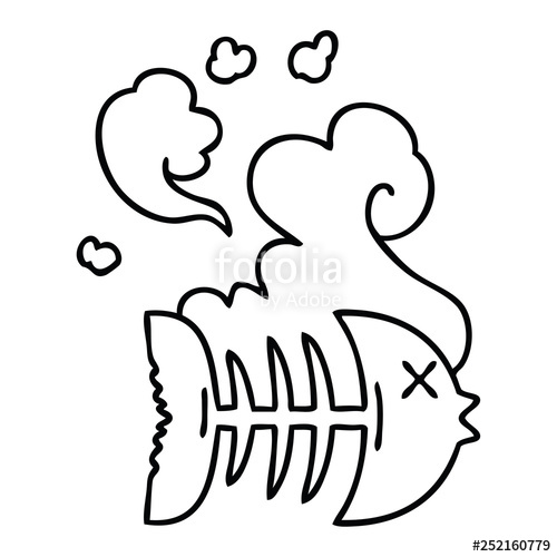 500x500 Quirky Line Drawing Cartoon Dead Fish Stock Image And Royalty