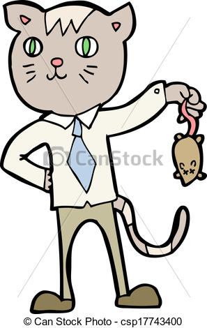 297x470 Cartoon Business Cat With Dead Mouse
