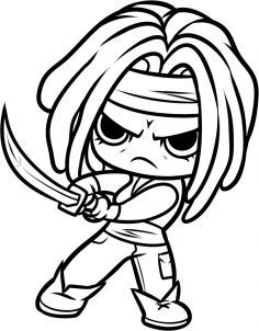 236x302 How To Draw Chibi Michonne From The Walking Dead Step