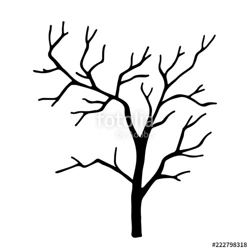 500x500 Dead Tree Silhouette, Hand Drawn Stock Image And Royalty Free