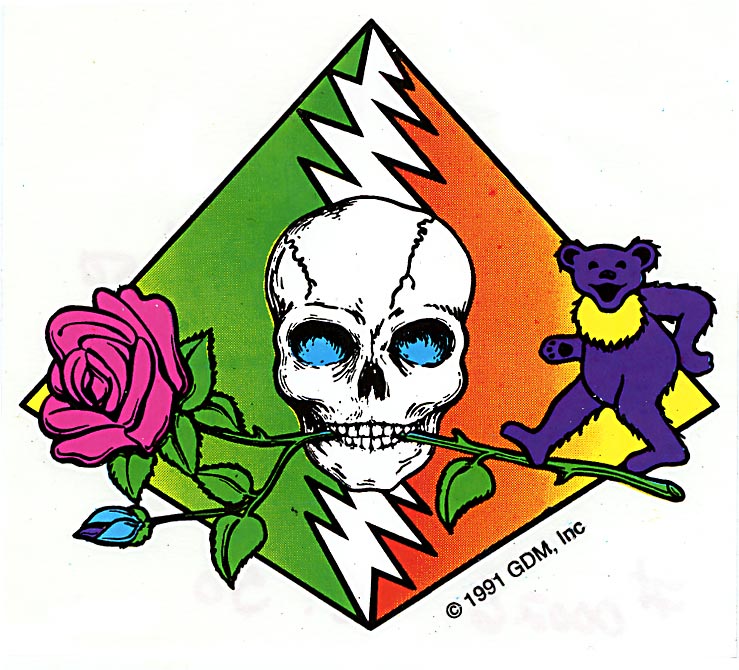 739x670 Grateful Dead Rose Skull Bear Pyramid Bolt Sticker Gypsy Rose