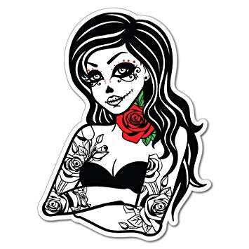 355x355 Day Of The Dead Rose Sticker Tattoo Art Sailor Car
