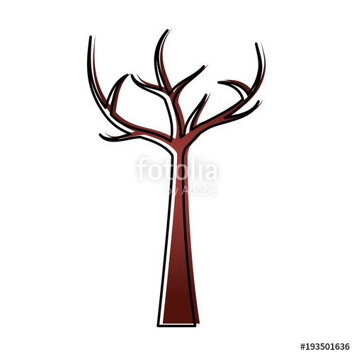 500x500 Tree With Dead Branches Dry Ecology Vector Illustration Drawing