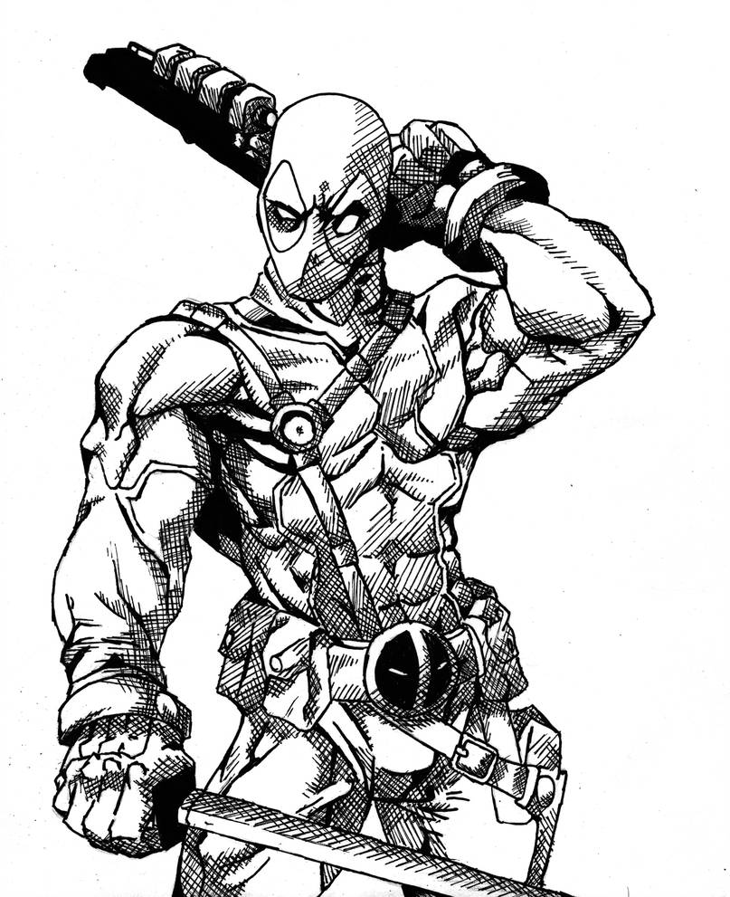 807x991 Deadpool Ink Drawing