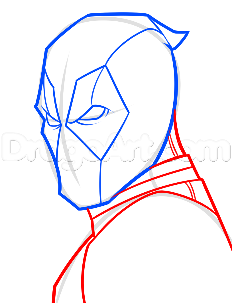 814x1065 Drawing Deadpool Easy, Step