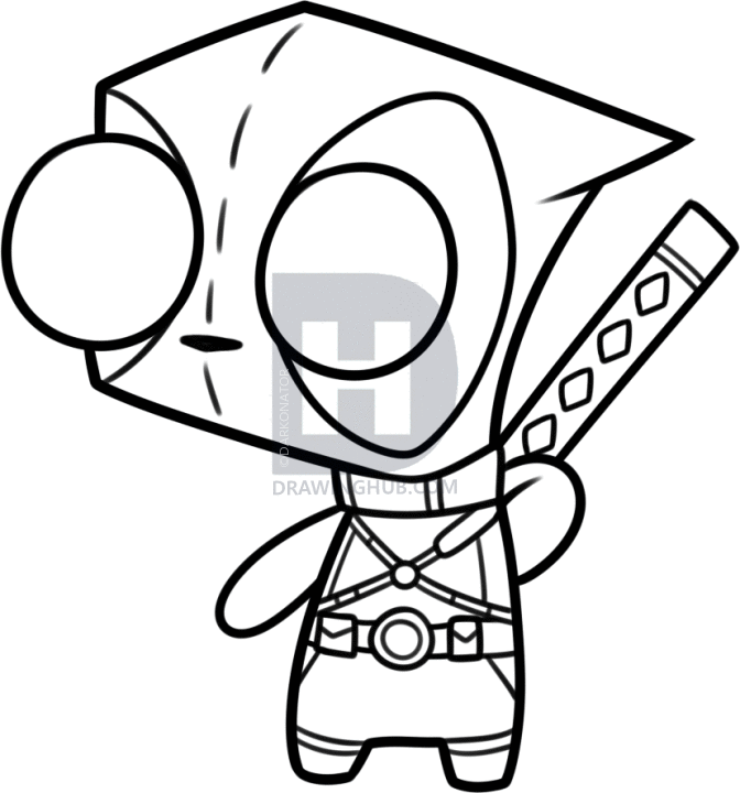 672x720 How To Draw Deadpool Gir, Step