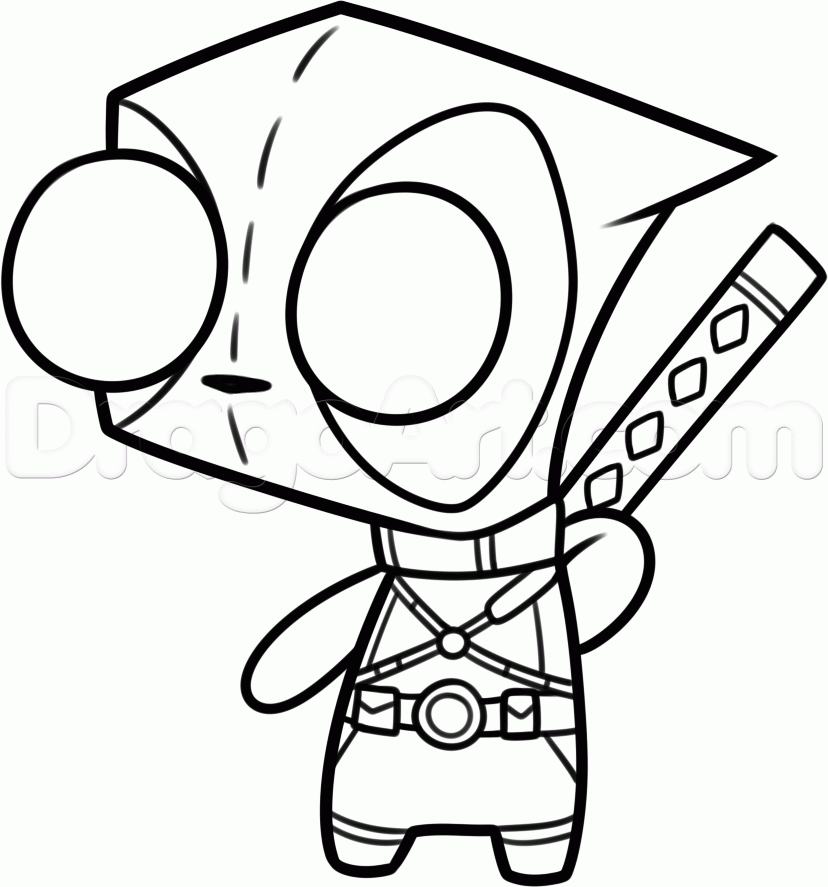 828x887 How To Draw Deadpool Gir, Step